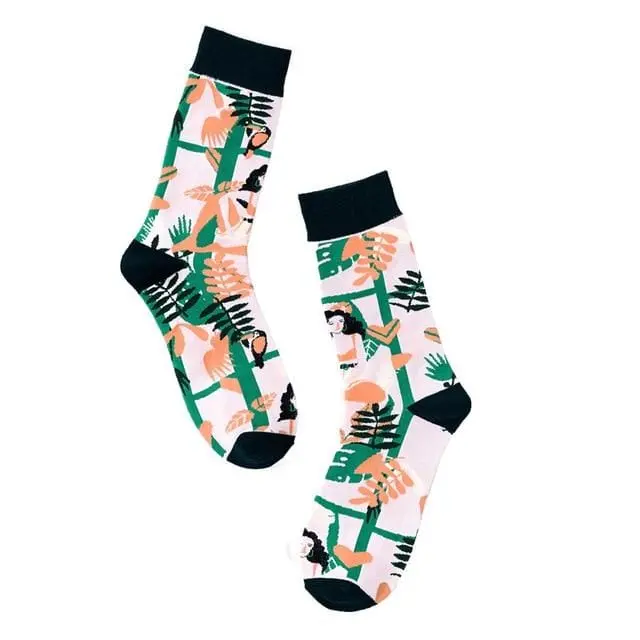 Hip-Hop Socks Women Autumn Cotton Cartoon Pattern Print Middle Tube Sox Breathable Personality Street Socks Adult Slim 1
