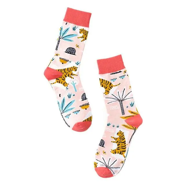 Hip-Hop Socks Women Autumn Cotton Cartoon Pattern Print Middle Tube Sox Breathable Personality Street Socks Adult Slim 5
