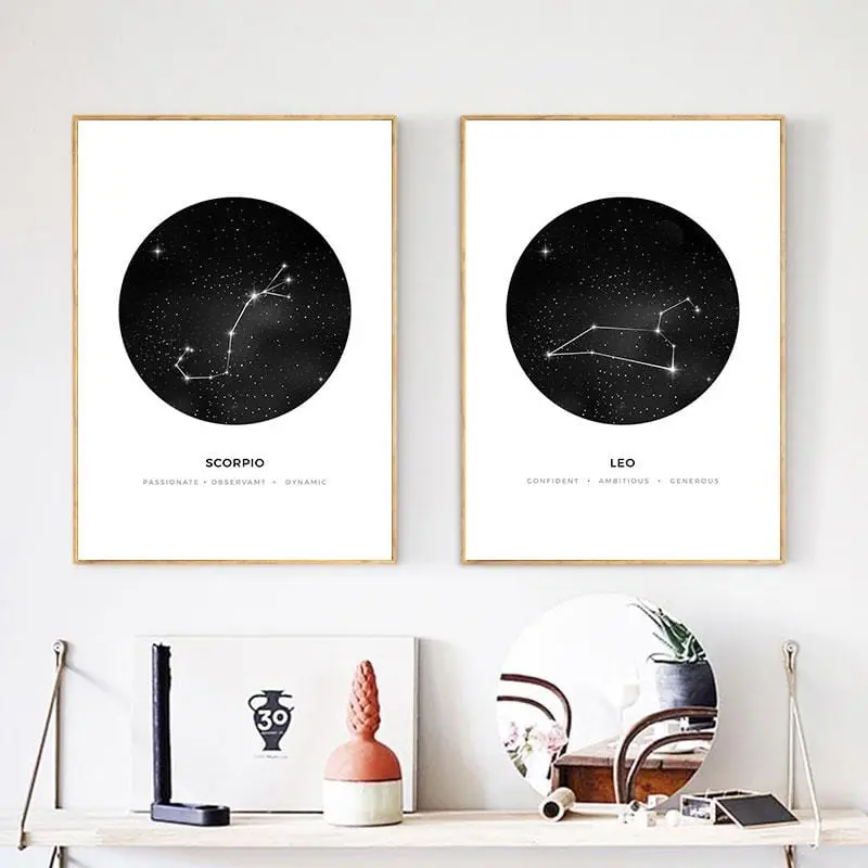 Home Decor Prints Paintings Geometric Minimalist Constellation Astrology Sign Pictures Wall Art Modular Canvas Poster Study 1