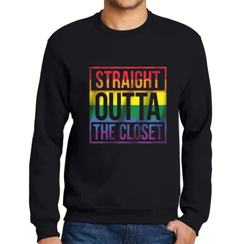Homme Imprimé Graphique Sweat-Shirt Lgbt Straight Outta The Closet Noir Profond 1