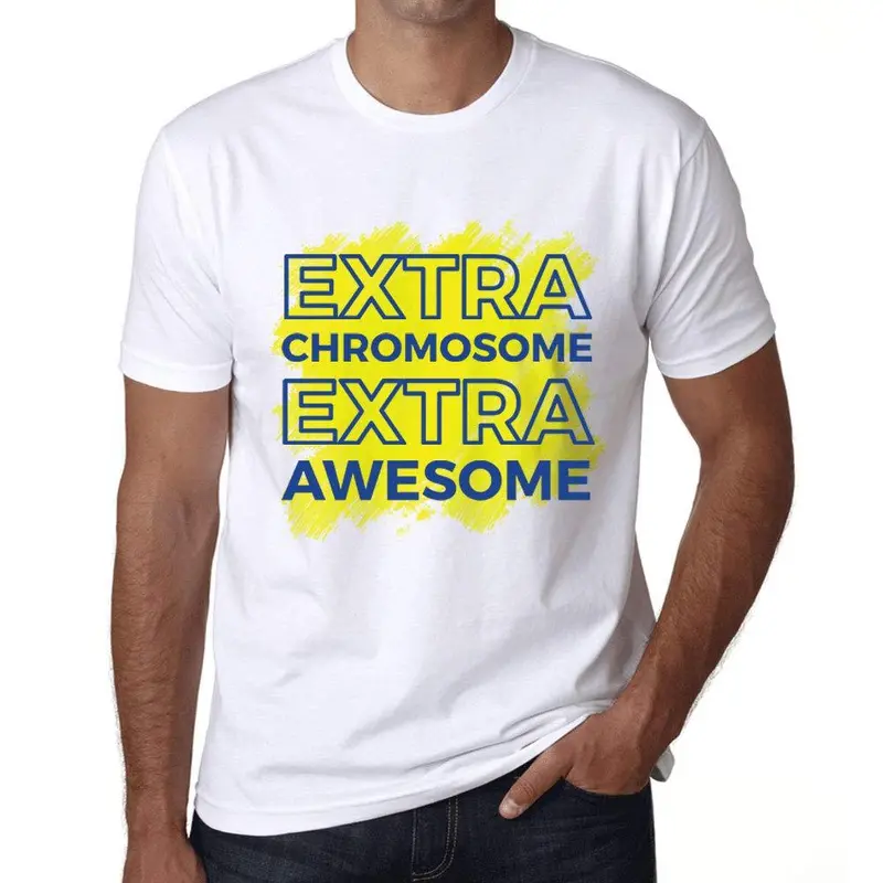 Homme T-Shirt Graphique Down Syndrome Extra Chromosome Extra Awesome Blanc 1