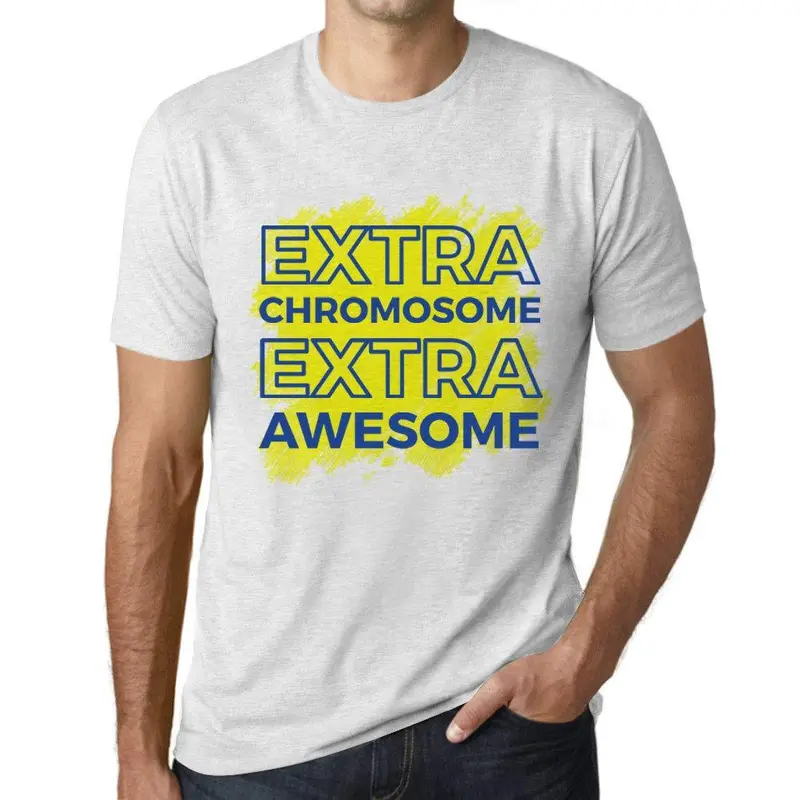 Homme T-Shirt Graphique Down Syndrome Extra Chromosome Extra Awesome Blanc Chiné 1