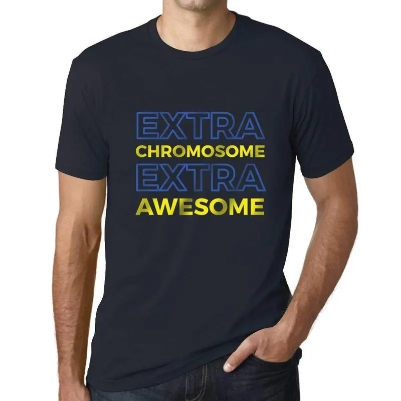 Homme T-Shirt Graphique Down Syndrome Extra Chromosome Extra Awesome Marine 1