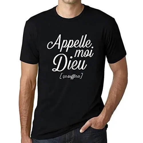 Homme T-Shirt Graphique Imprimé Vintage Tee Appelle Moi Dieu Noir Profond 1