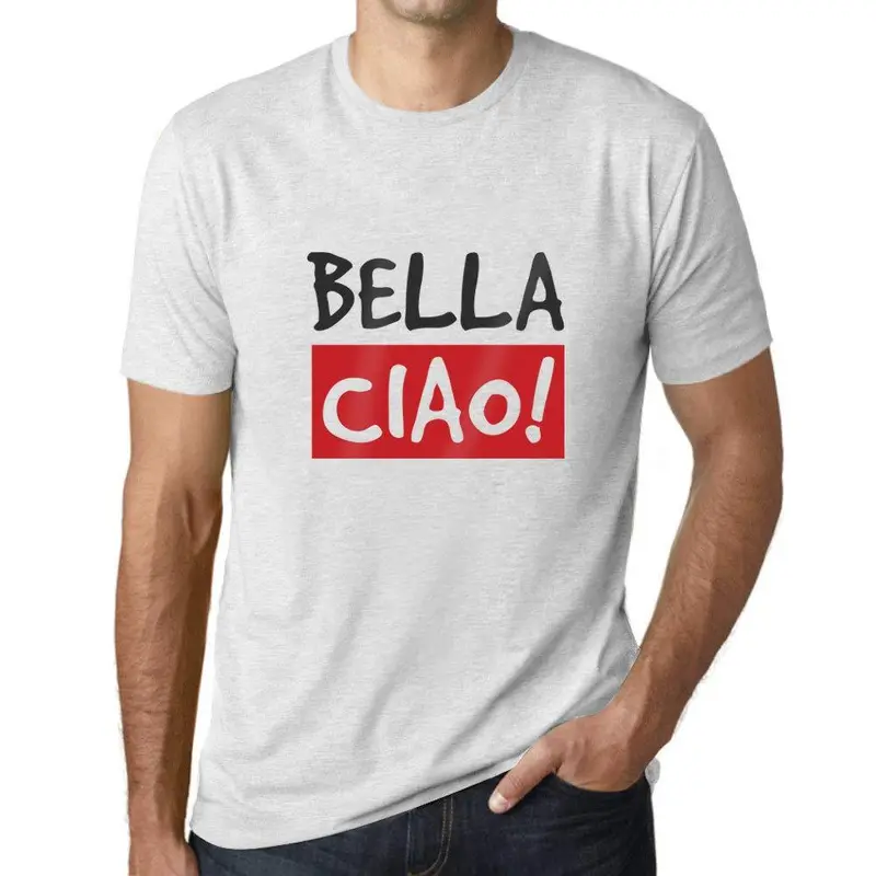 Homme T-Shirt Graphique Imprimé Vintage Tee Bella Ciao Blanc Chiné 1
