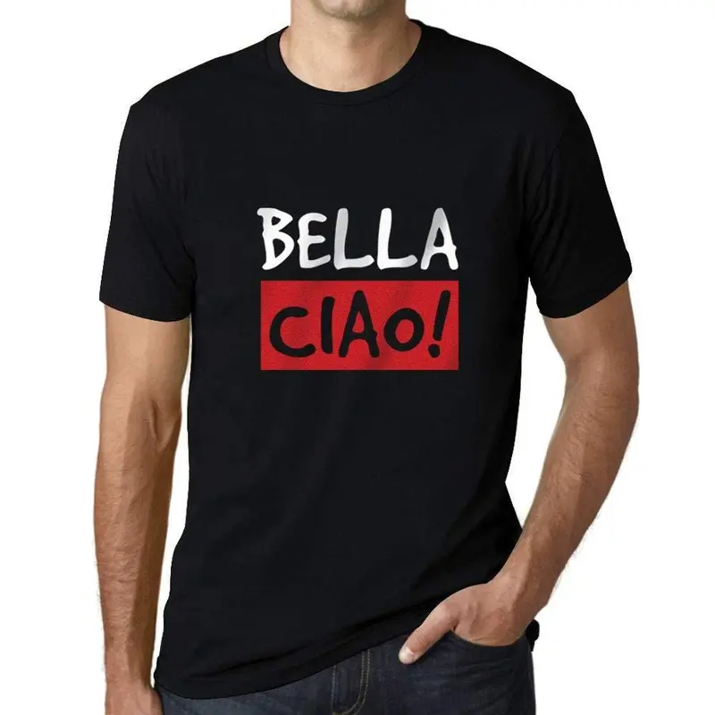 Homme T-Shirt Graphique Imprimé Vintage Tee Bella Ciao Noir Profond 1