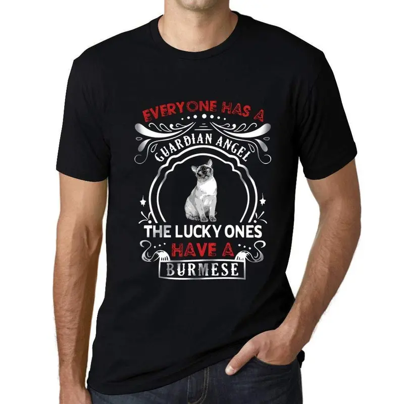 Homme T-Shirt Graphique Imprimé Vintage Tee Burmese Cat Noir Profond 1
