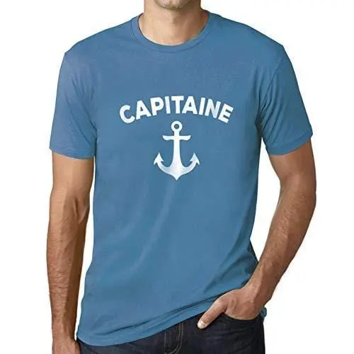 Homme T-Shirt Graphique Imprimé Vintage Tee Capitaine Aqua 1