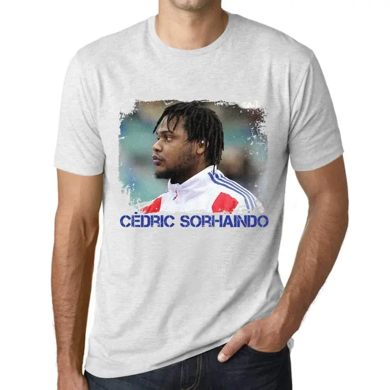 Homme T-Shirt Graphique Imprimé Vintage Tee Cédric Sorhaindo Blanc Chiné 1