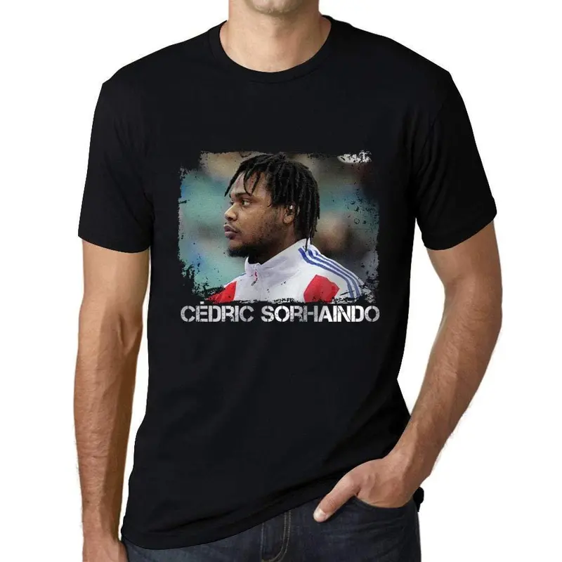 Homme T-Shirt Graphique Imprimé Vintage Tee Cédric Sorhaindo Noir Profond 1