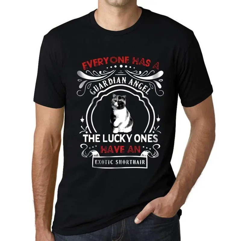 Homme T-Shirt Graphique Imprimé Vintage Tee Exotic Shorthair Cat Noir Profond 1