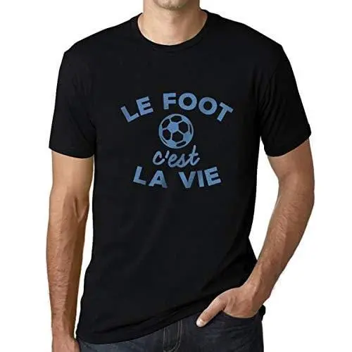 Homme T-Shirt Graphique Imprimé Vintage Tee Le Foot C'est La Vie Noir Profond 1