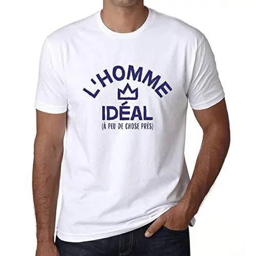 Homme T-Shirt Graphique Imprimé Vintage Tee L'homme Idéal Blanc 1