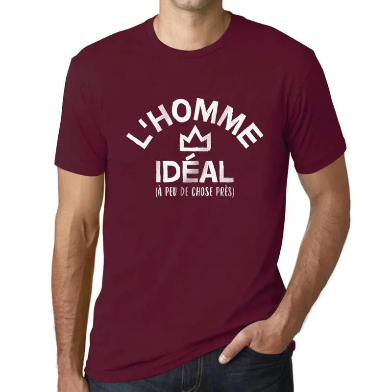 Homme T-Shirt Graphique Imprimé Vintage Tee L'homme Idéal Bordeaux 1
