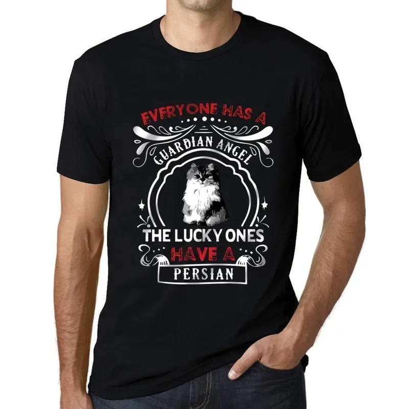Homme T-Shirt Graphique Imprimé Vintage Tee Persian Cat Noir Profond 1