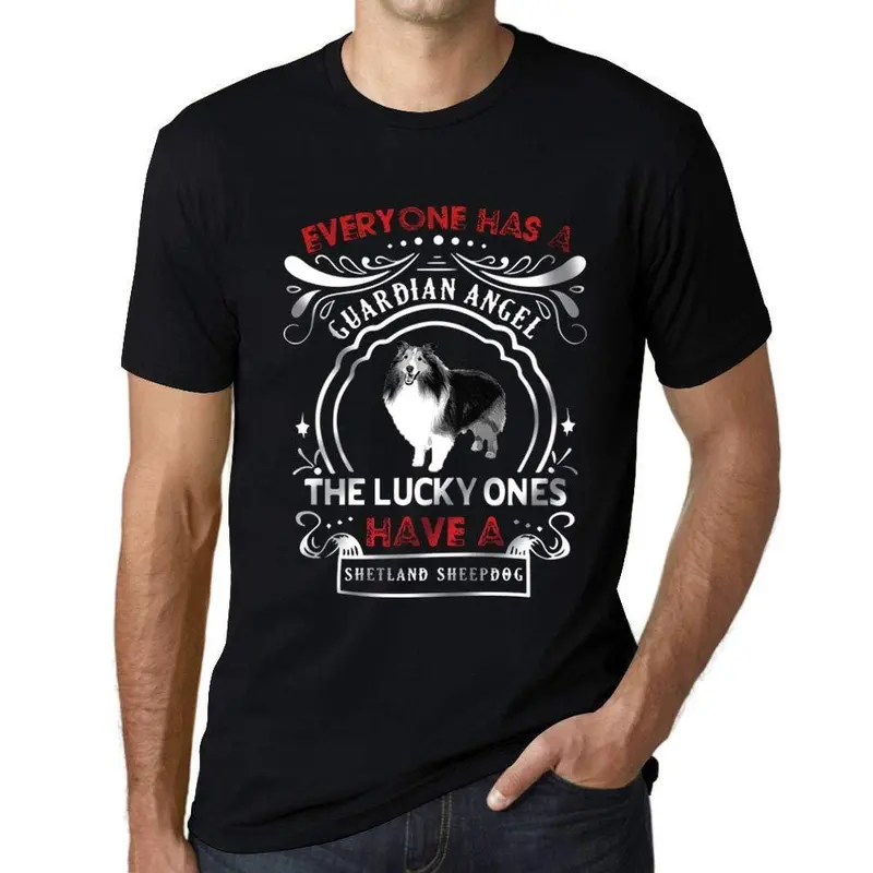 Homme T-Shirt Graphique Imprimé Vintage Tee Shetland Sheepdog Dog Noir Profond 1