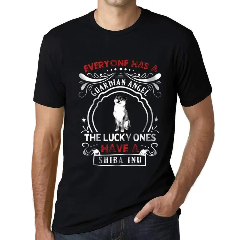 Homme T-Shirt Graphique Imprimé Vintage Tee Shiba-Inu Dog Noir Profond 1