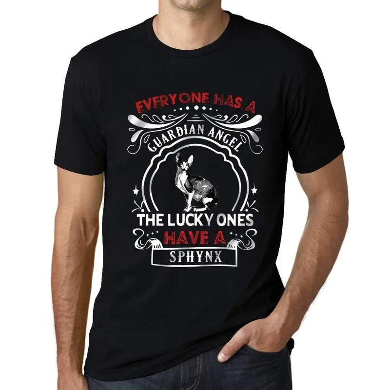 Homme T-Shirt Graphique Imprimé Vintage Tee Sphynx Cat Noir Profond 1