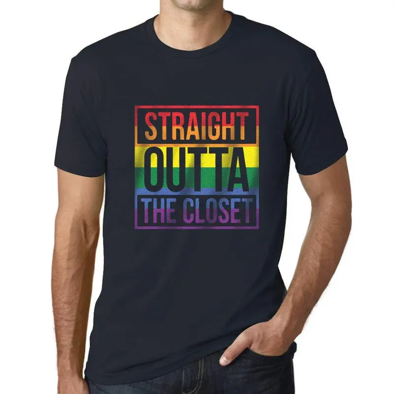 Homme T-Shirt Graphique Lgbt Straight Outta The Closet Marine 1