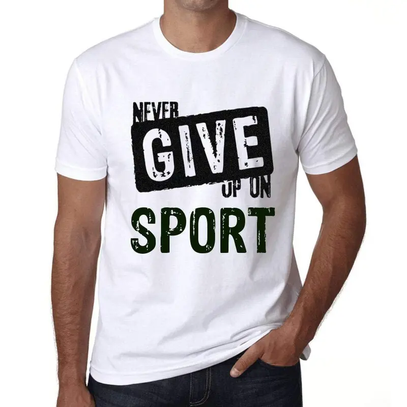 Homme T-Shirt Graphique Never Give Up On Sport Blanc 1