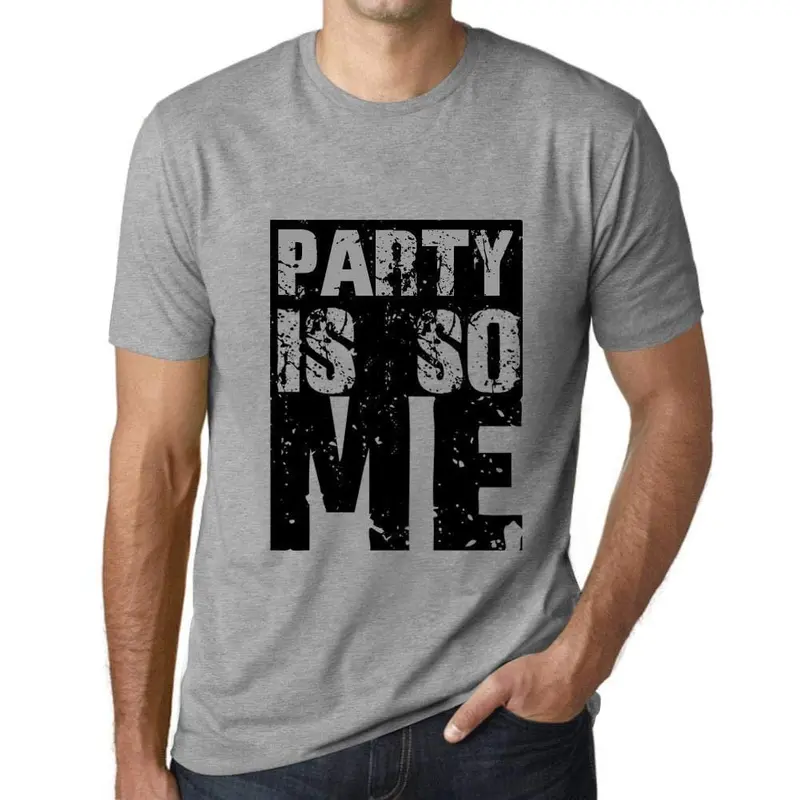 Homme T-Shirt Graphique Party Is So Me Gris Chiné 1