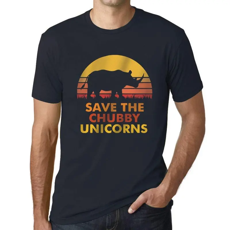 Homme T-Shirt Graphique Save The Chubby Unicorn Marine 1