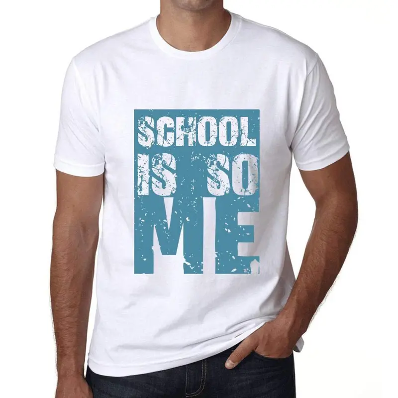 Homme T-Shirt Graphique School Is So Me Blanc 1