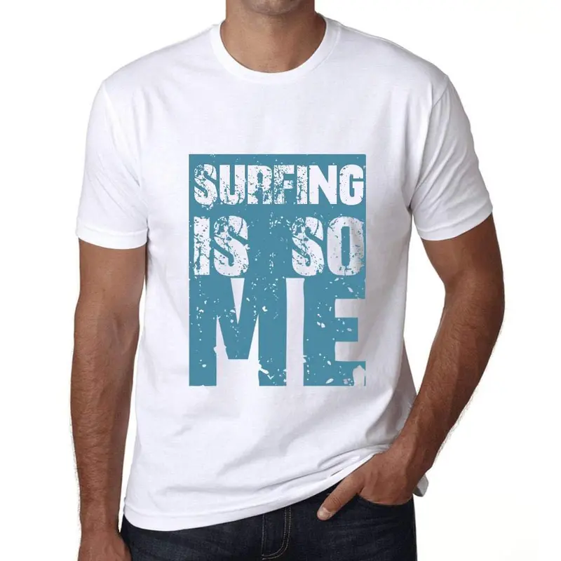 Homme T-Shirt Graphique Surfing Is So Me Blanc 1