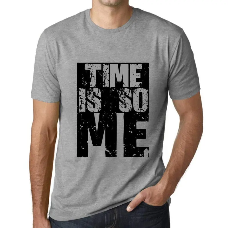 Homme T-Shirt Graphique Time Is So Me Gris Chiné 1