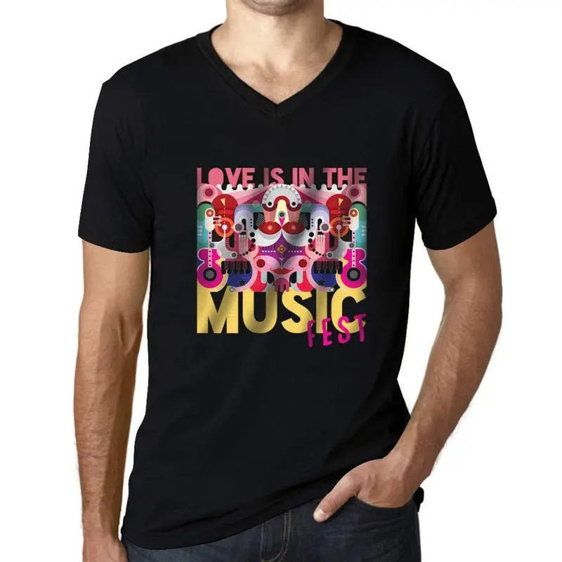 Homme T-Shirt Graphique V Tee Shirt Music Fest Forever Young Noir Profond 1