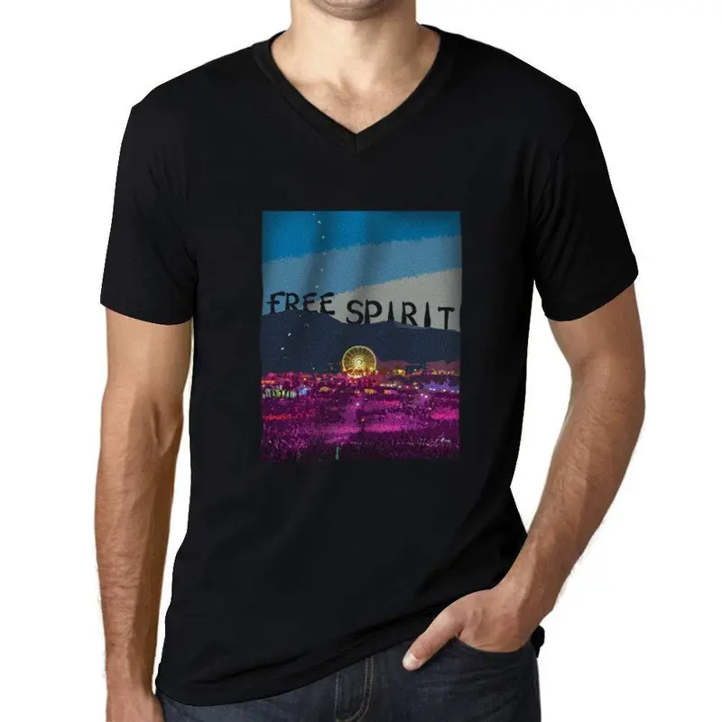 Homme T-Shirt Graphique V Tee Shirt Music Fest Forever Young Noir Profond 1