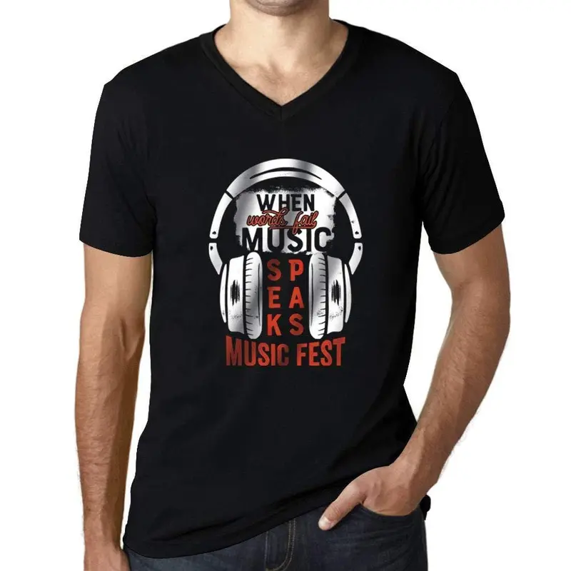 Homme T-Shirt Graphique V Tee Shirt Music Fest Forever Young Noir Profond 1