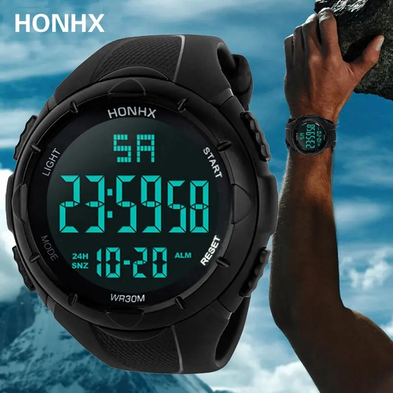 Honhx Luxury Digital Watch Men Hot Sell Analog Military Sport Led 3Bar Waterproof Наручные Часы Fashion Trend Buckle Wrist Watch 1