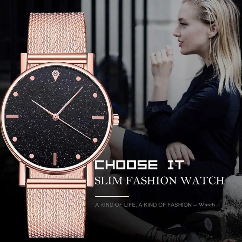 Horloge Vrouwen Dress Roestvrij Stalen Band Analoge Quartz Horloge Fashion Luxe Dames Golden Rose Gouden Horloge Klok Analoge 1