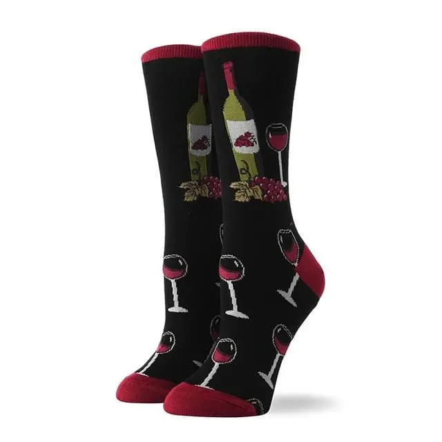 Hot Sale Colorful Women's Cotton Crew Socks Funny Banana Cat Animal Pattern Creative Ladies Novelty Socks For Gifts 12