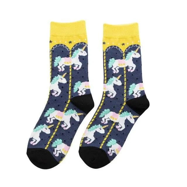 Hot Sale Colorful Women's Cotton Crew Socks Funny Banana Cat Animal Pattern Creative Ladies Novelty Socks For Gifts 12