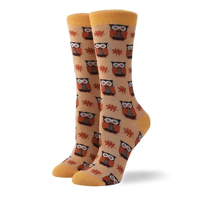 Hot Sale Colorful Women's Cotton Crew Socks Funny Banana Cat Animal Pattern Creative Ladies Novelty Socks For Gifts 3