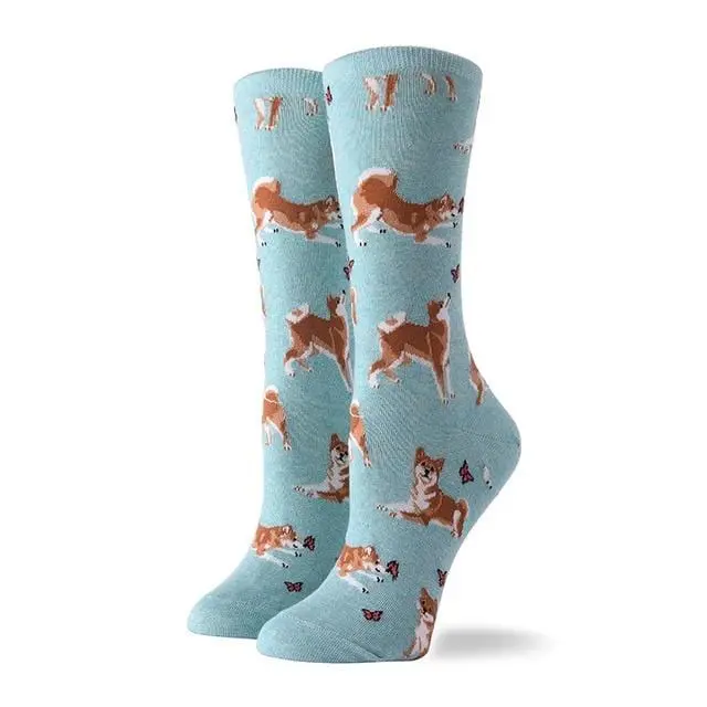 Hot Sale Colorful Women's Cotton Crew Socks Funny Banana Cat Animal Pattern Creative Ladies Novelty Socks For Gifts 6