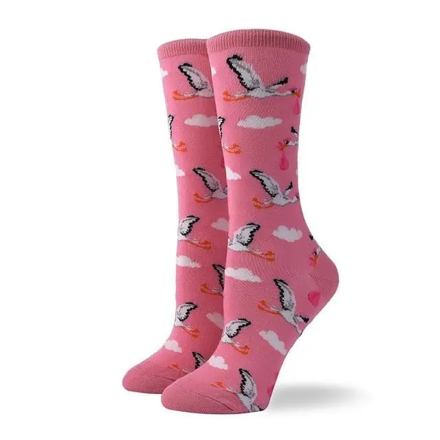 Hot Sale Colorful Women's Cotton Crew Socks Funny Banana Cat Animal Pattern Creative Ladies Novelty Socks For Gifts 8