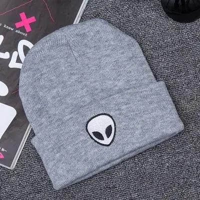 Hot Sale Embroidery Alien Hat Winter Men And Women Cuff Hats Soft Solid Beanies Hip Hop Unisex Warm Knitted Caps Gorros De Lana 2