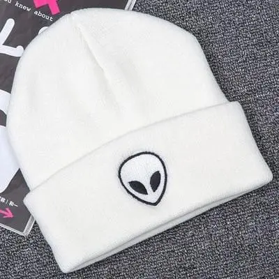 Hot Sale Embroidery Alien Hat Winter Men And Women Cuff Hats Soft Solid Beanies Hip Hop Unisex Warm Knitted Caps Gorros De Lana 4