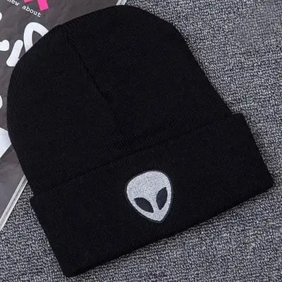 Hot Sale Embroidery Alien Hat Winter Men And Women Cuff Hats Soft Solid Beanies Hip Hop Unisex Warm Knitted Caps Gorros De Lana 5