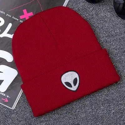 Hot Sale Embroidery Alien Hat Winter Men And Women Cuff Hats Soft Solid Beanies Hip Hop Unisex Warm Knitted Caps Gorros De Lana 5