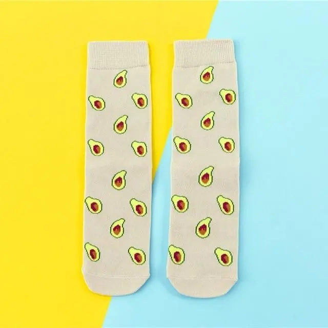Hot Sales Funny Socks Women Casual Cartoon Fruit Banana Avocado Lemon Egg Cookie Donuts Happy Japanese Harajuku Skateboard Socks 11