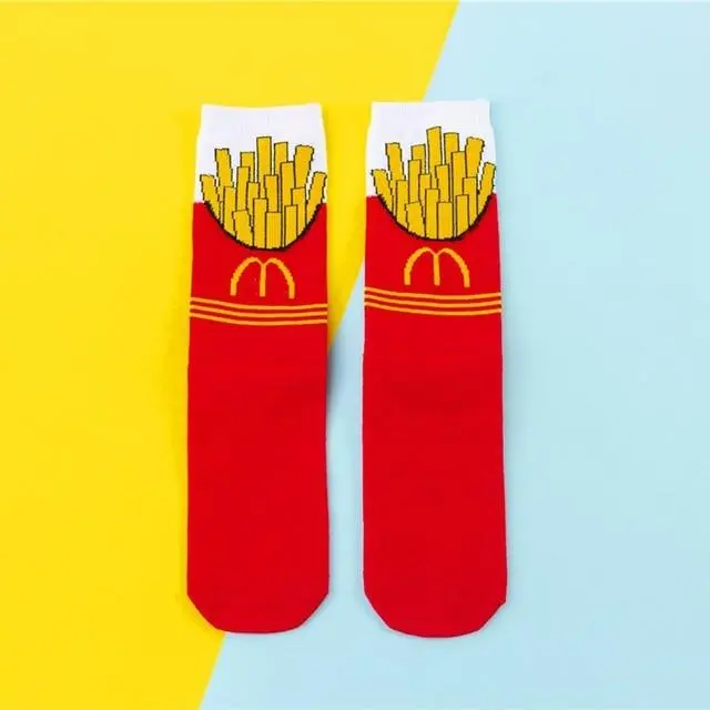 Hot Sales Funny Socks Women Casual Cartoon Fruit Banana Avocado Lemon Egg Cookie Donuts Happy Japanese Harajuku Skateboard Socks 7