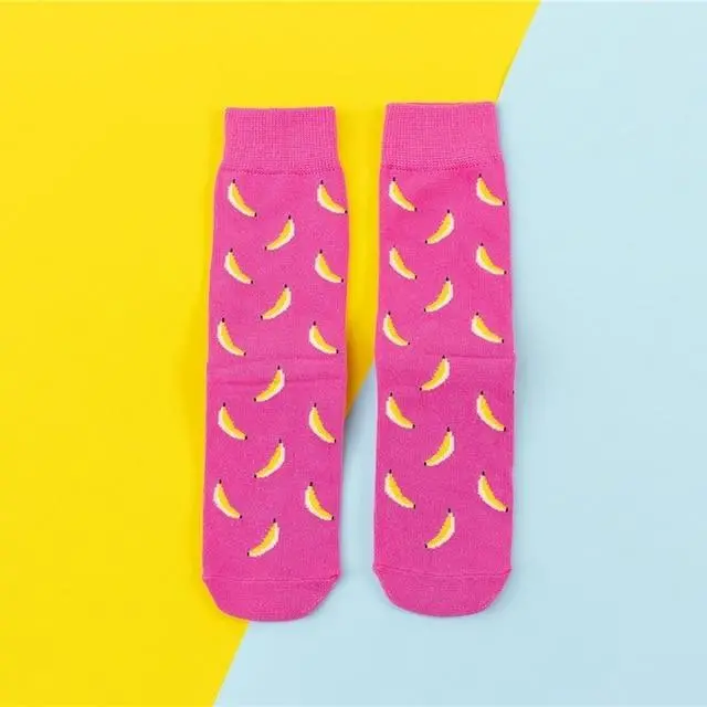 Hot Sales Funny Socks Women Casual Cartoon Fruit Banana Avocado Lemon Egg Cookie Donuts Happy Japanese Harajuku Skateboard Socks 8