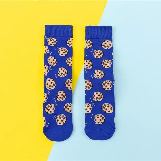 Hot Sales Funny Socks Women Casual Cartoon Fruit Banana Avocado Lemon Egg Cookie Donuts Happy Japanese Harajuku Skateboard Socks 9