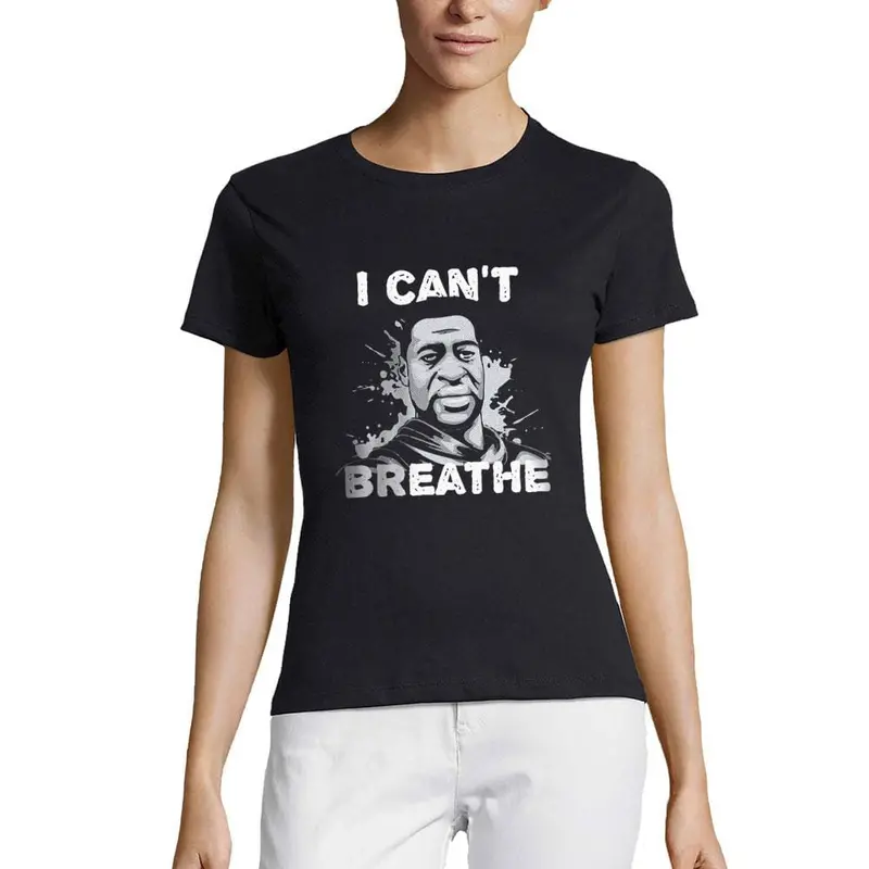 ‘I Can’t Breathe’ Minimalist Short-Sleeve T-Shirt – Women’s Solid-Color Statement Top