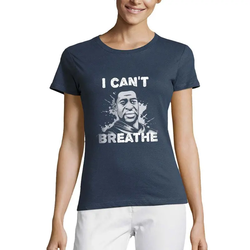 ‘I Can’t Breathe’ Minimalist Short-Sleeve T-Shirt – Women’s Solid-Color Statement Top