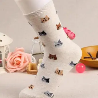 Jeseca 2019 Autumn Women Socks Cartoon Animal Cute Cat Sock For Girls Winter Thick Warm Cotton Sock For Ladies Christmas Gifts 10